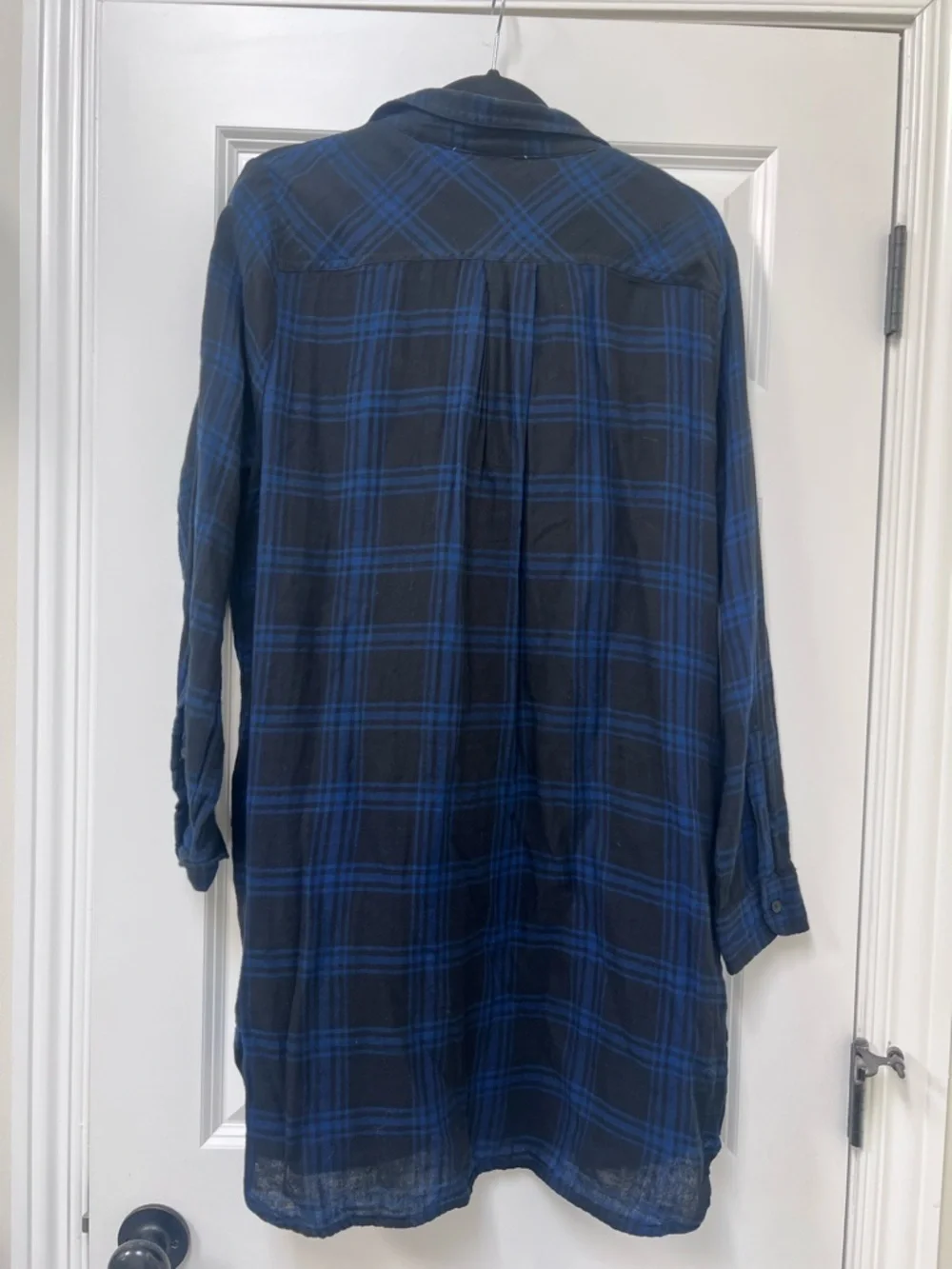 beachlunchlounge Blue and Black Plaid Swim Coverup Tunic